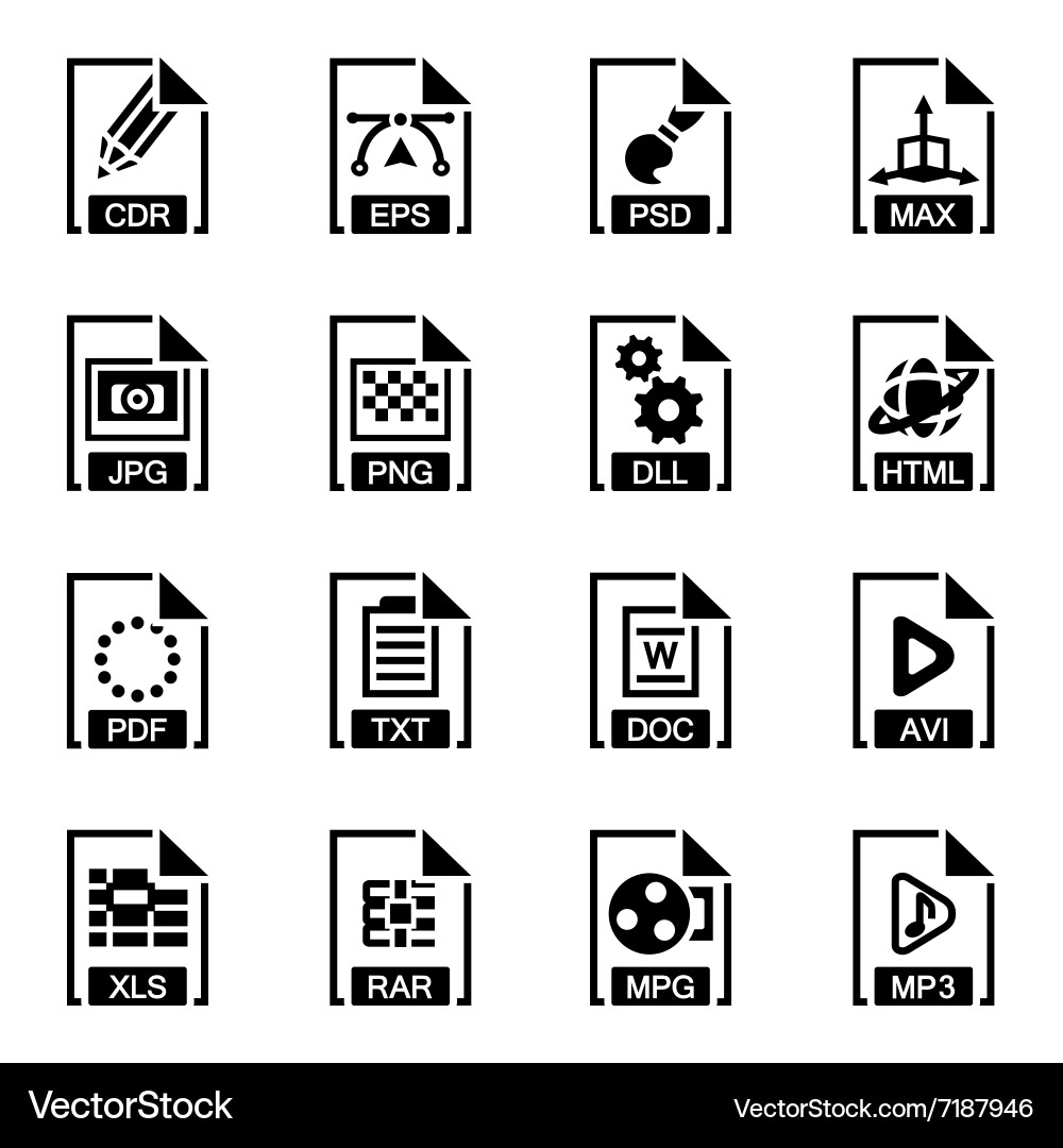 File type icon set vector image