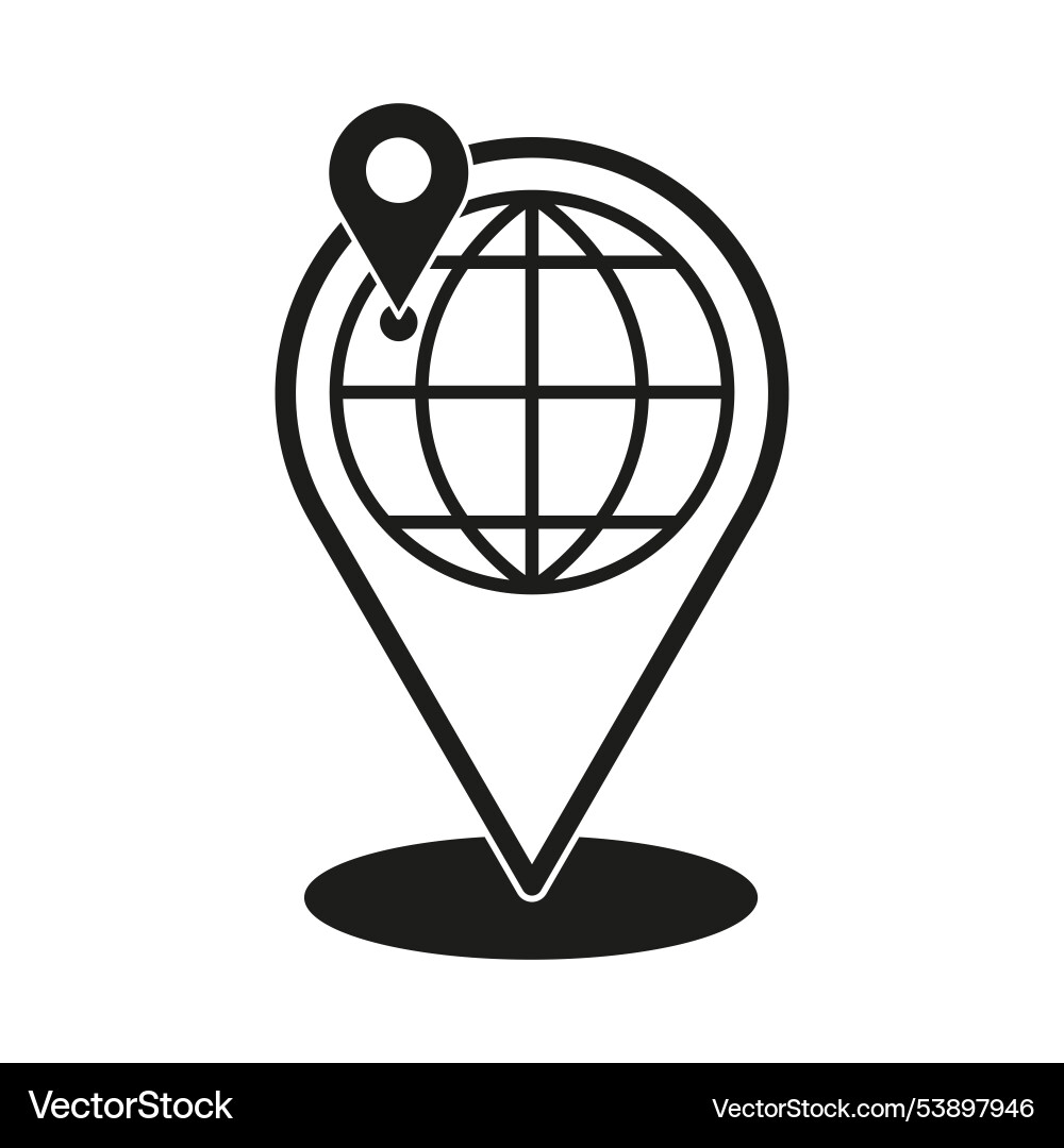 Global location icon world map pin globe marker vector image