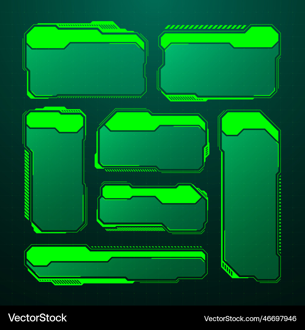 Green futuristic hud ui elements sci-fi user Vector Image