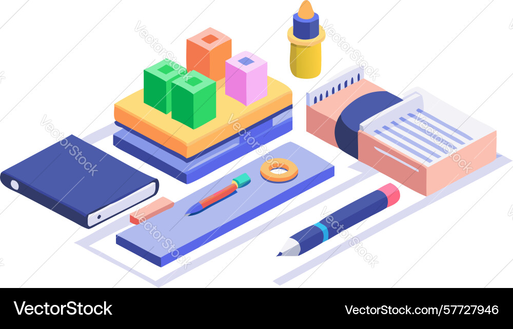 Isometric abstract blocks array modular design vector image