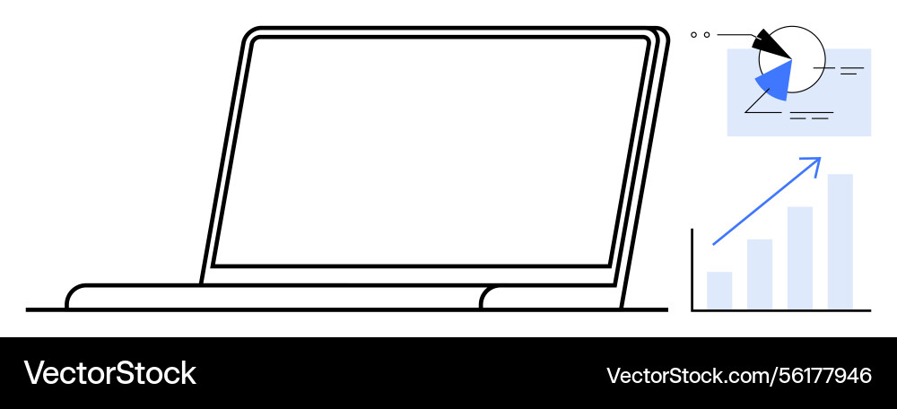 Laptop with analytics chart and data visualization Laptop with analytics chart and data visualization Vector Image