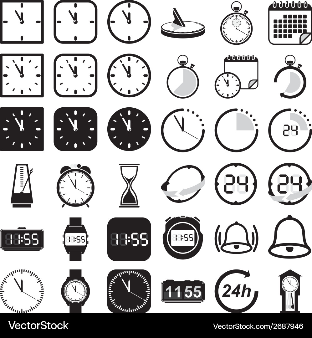 Time and clock icon set Royalty Free Vector Image