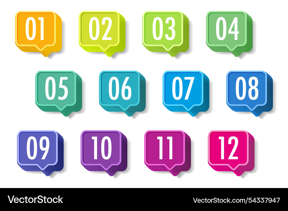 Bullet points numbers from 1 to 12 list markers Bullet points numbers from 1 to 12 list markers vector image