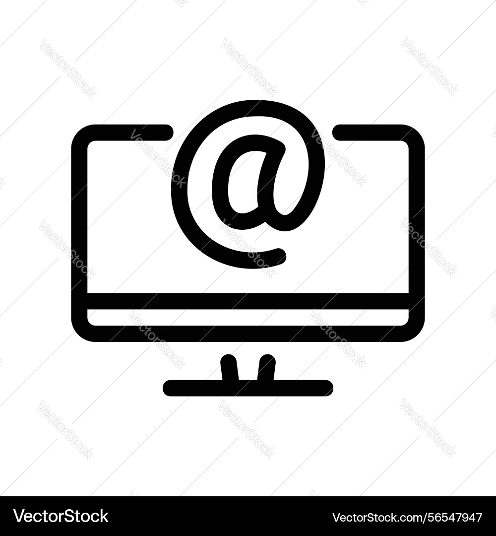 Computer monitor displaying at symbol for email Computer monitor displaying at symbol for email vector image