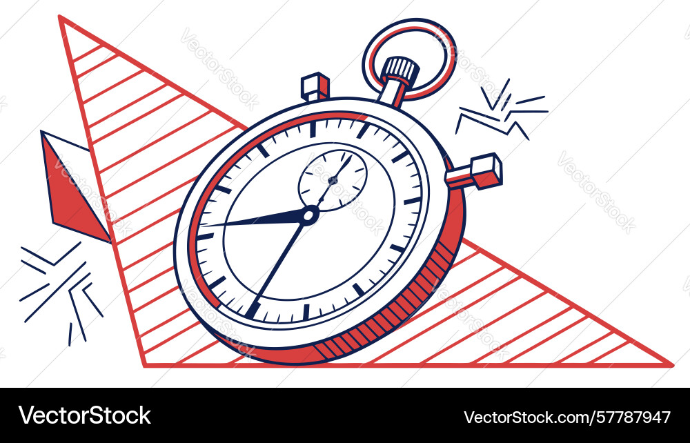 Dynamic stopwatch with motion lines capturing vector image