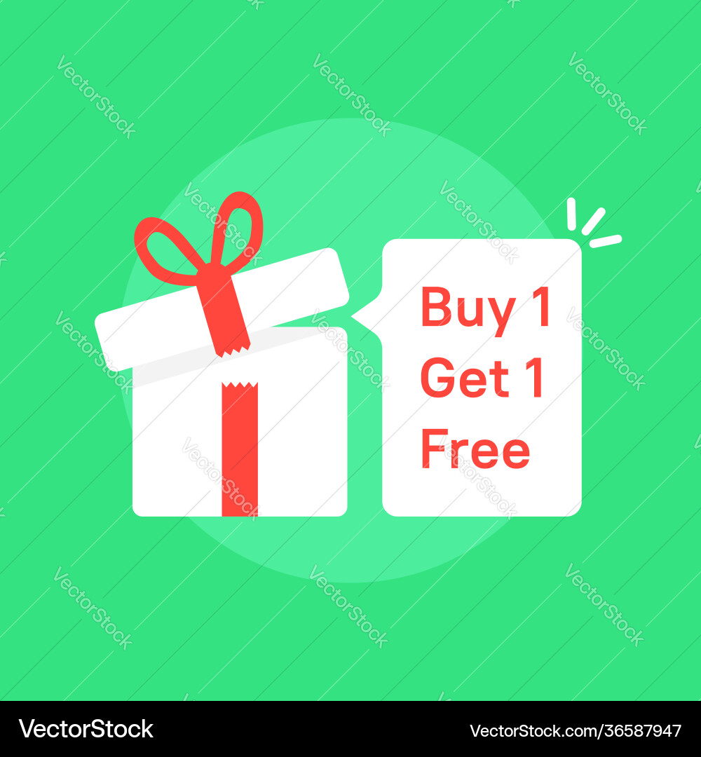 Giftbox with buy 1 get one free promo vector image