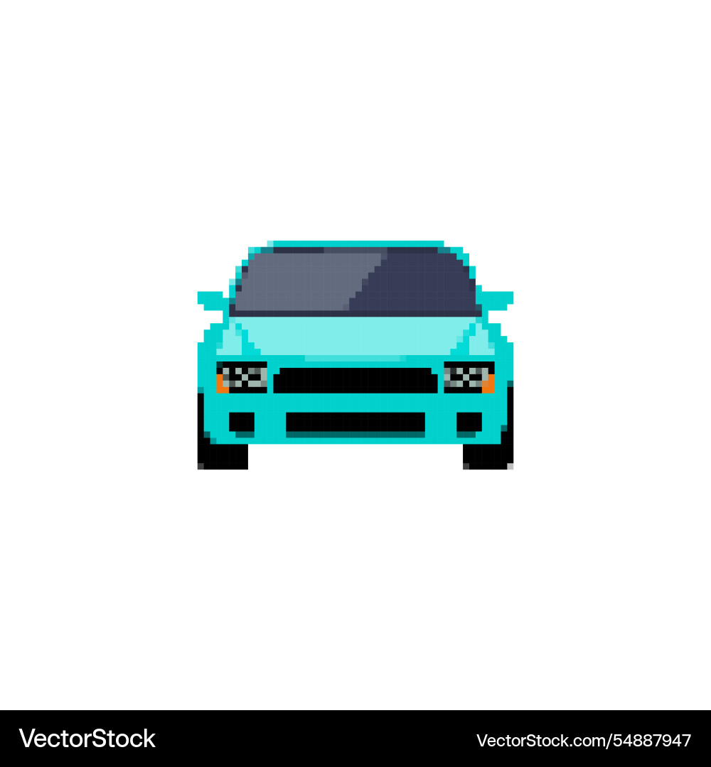 Pixelated sports car icon in front view retro Pixelated sports car icon in front view retro vector image