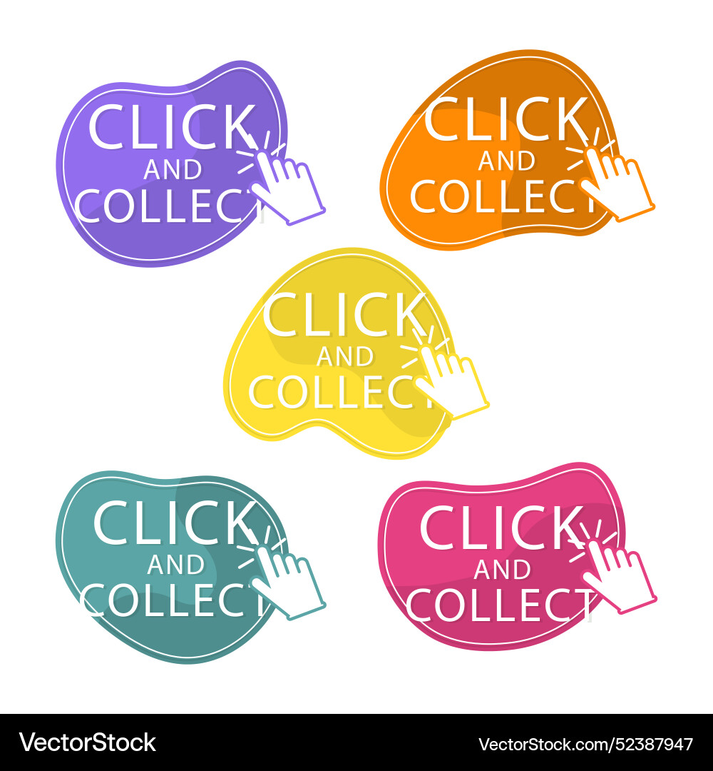 Set of click and collect buttons vector image