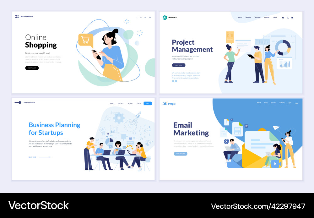 Set of web page design templates vector image