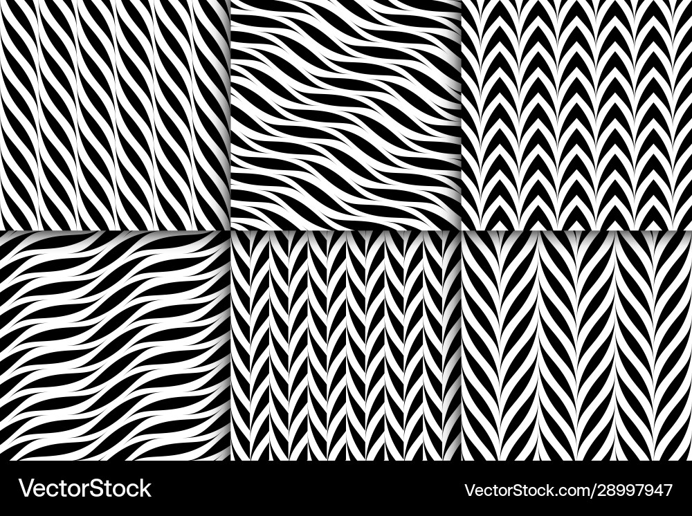 Set seamless geometric patterns weave Set seamless geometric patterns weave vector image