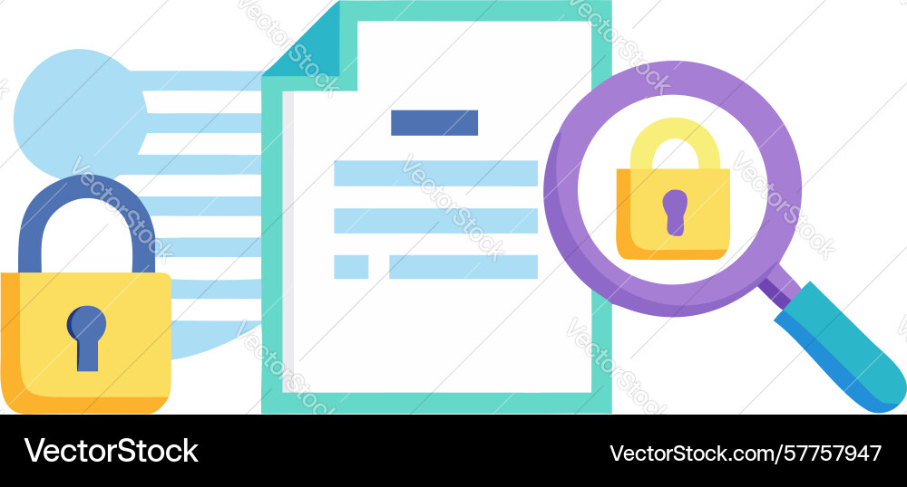 Sichere Dokumentensuche Icon verschlüsselten Dateizugriff vektorbild