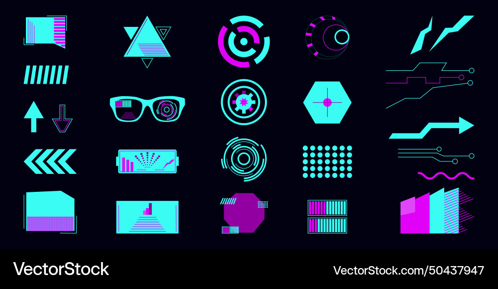 Tech template in cyberpunk style geometric shape Tech template in cyberpunk style geometric shape Vector Image