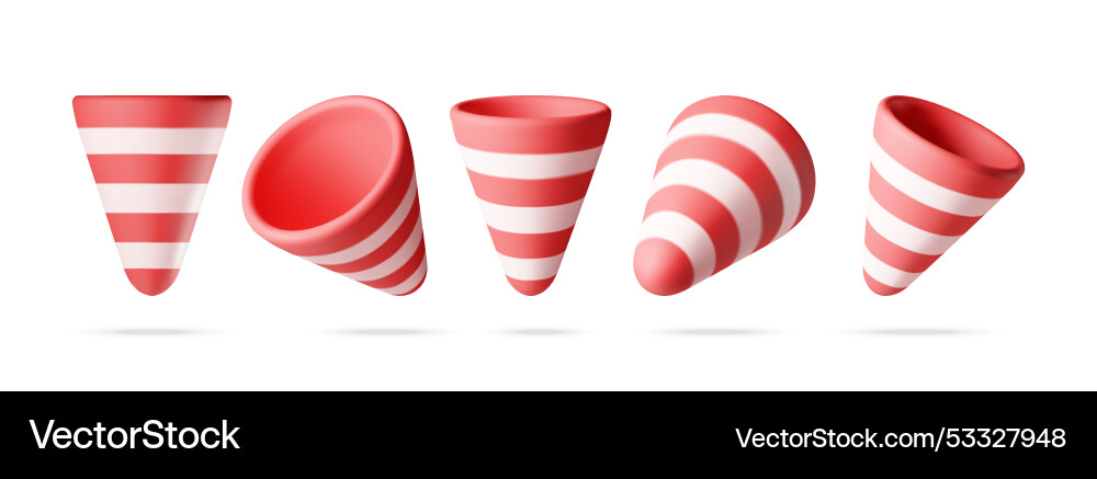 3d set of empty party popper isolated 3d set of empty party popper isolated vector image