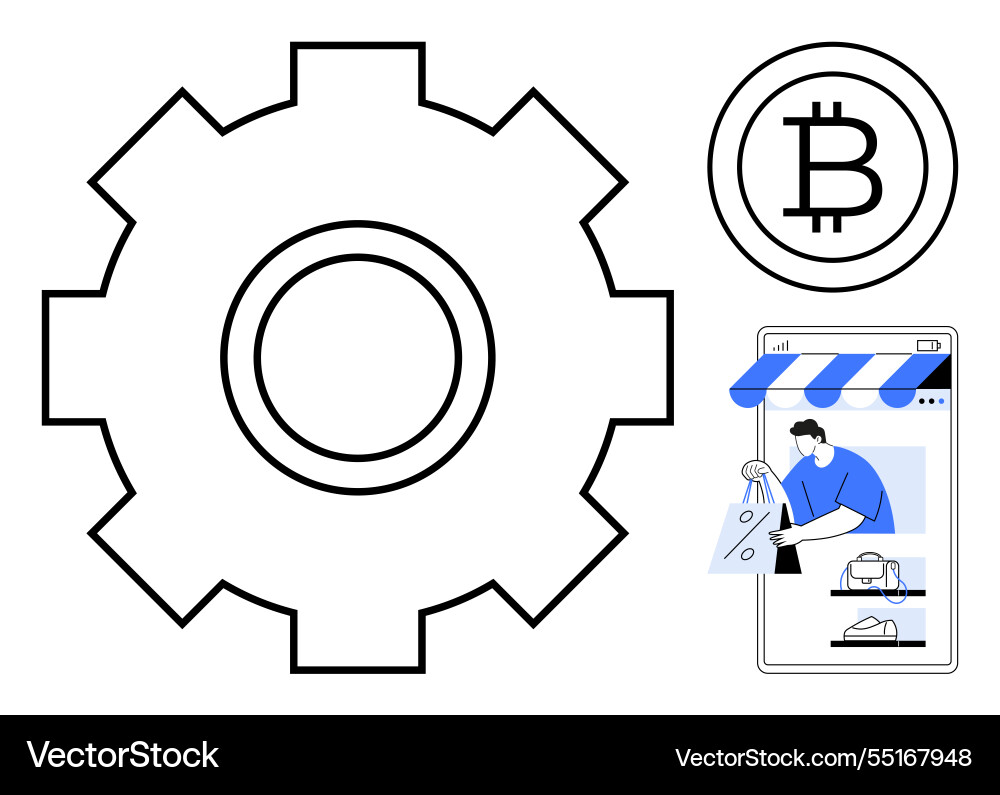 Blockchain e-commerce integration with user Blockchain e-commerce integration with user Vector Image