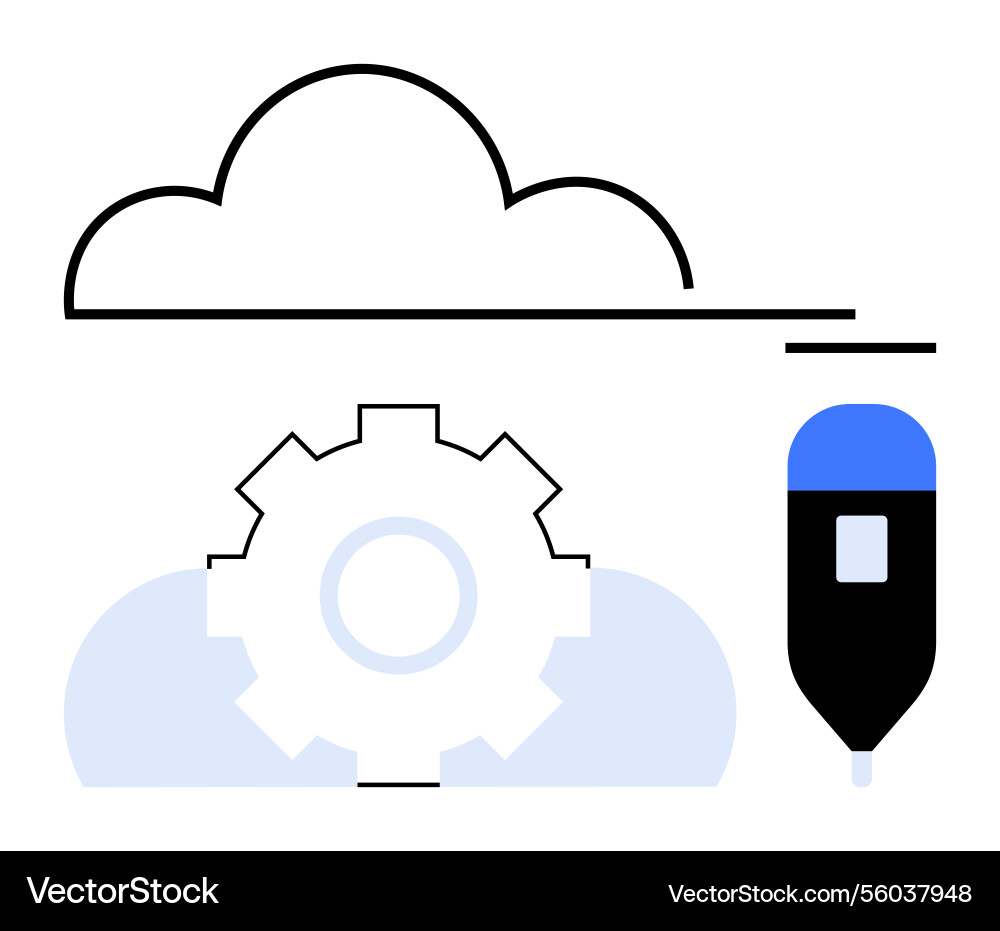 Cloud computing concept with gear and data storage Cloud computing concept with gear and data storage vector image
