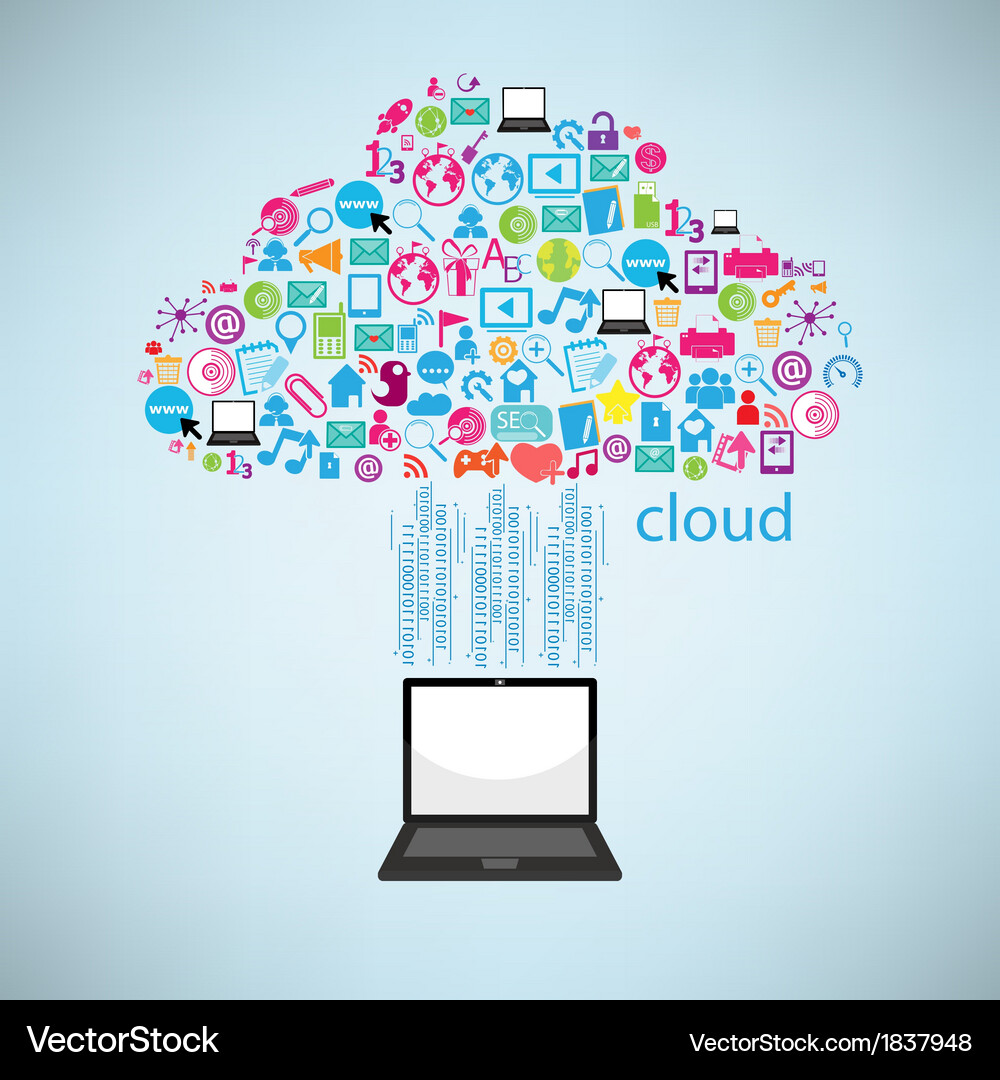 Cloud Computing Icon - Digital Connection Vector Image