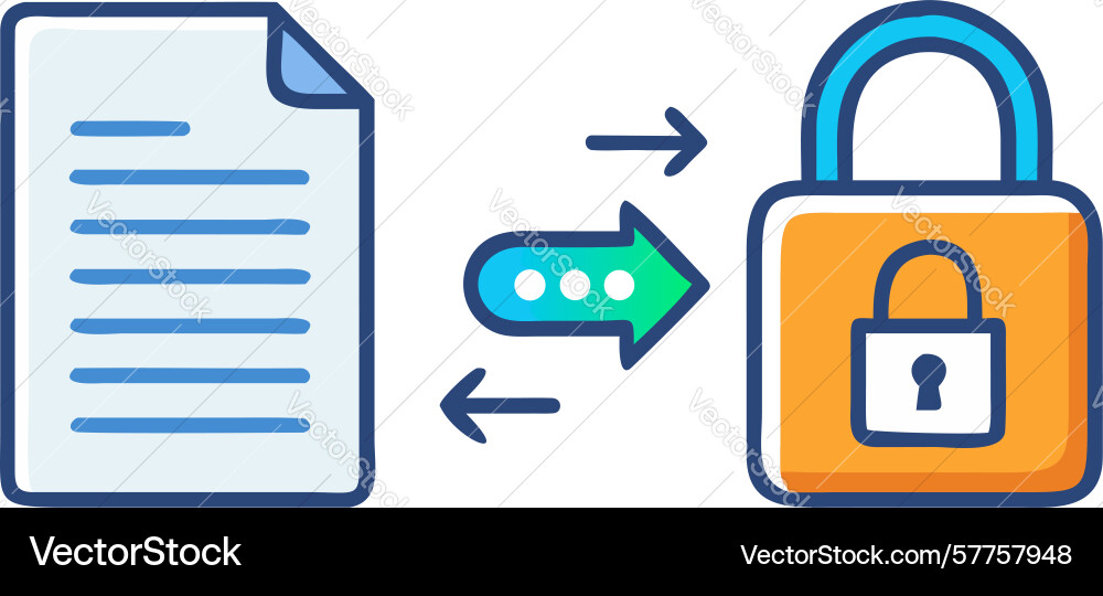 Document transfer security icon secure file vector image