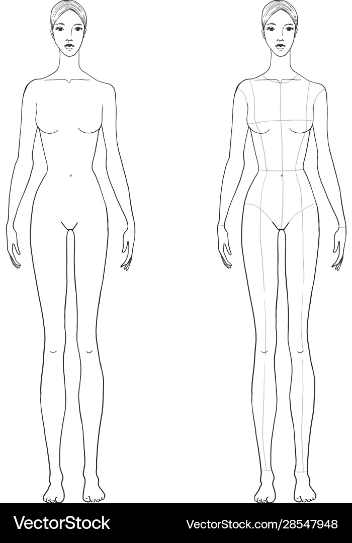 Frauen Figur Skizze für technische Zeichnung Frauen Figur Skizze für technische Zeichnung vektorbild