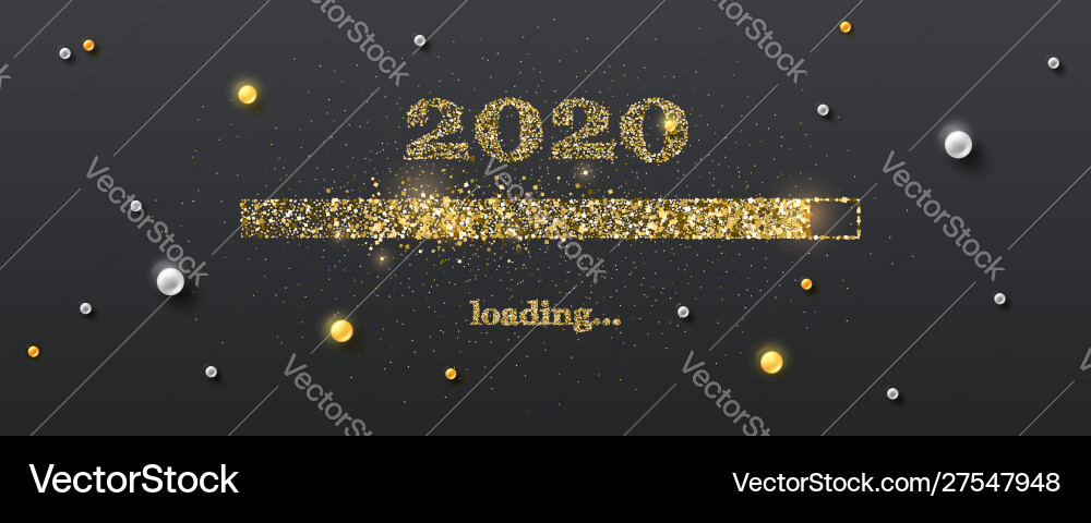 Golden loading bar with transition to 2020 new vector image