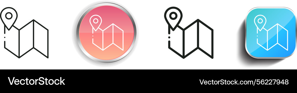 Map icon thin linear regular and button style Vector Image