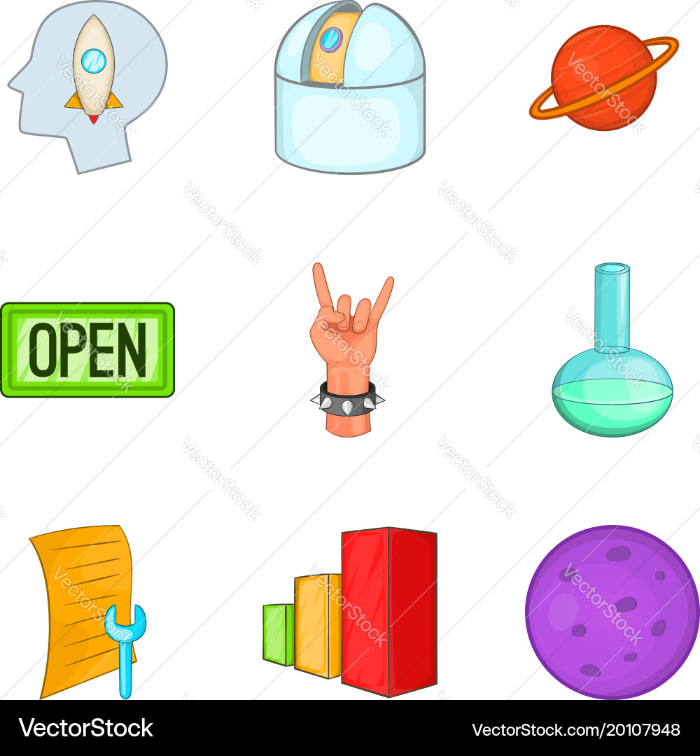 Resolve the problem icons set cartoon style Vector Image