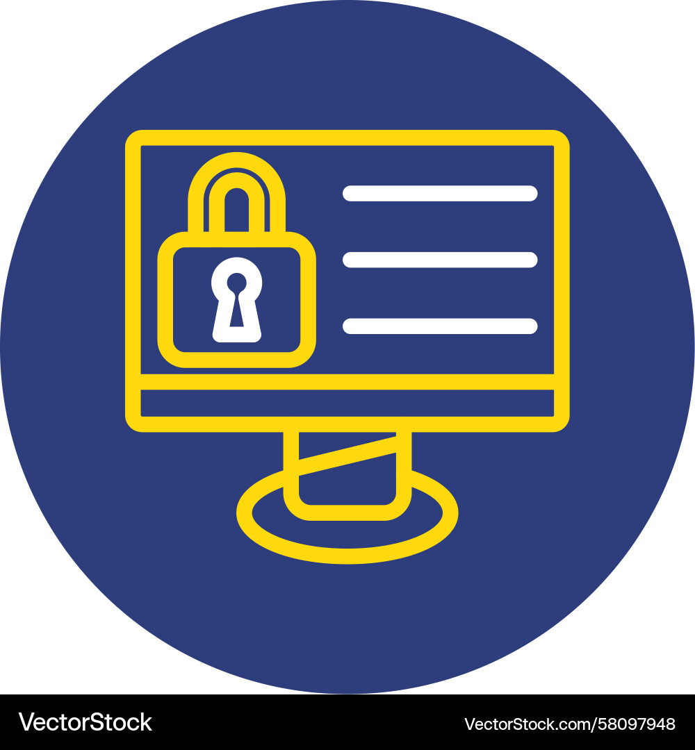 Secure Circle Icon - Dual Lines Vector Image