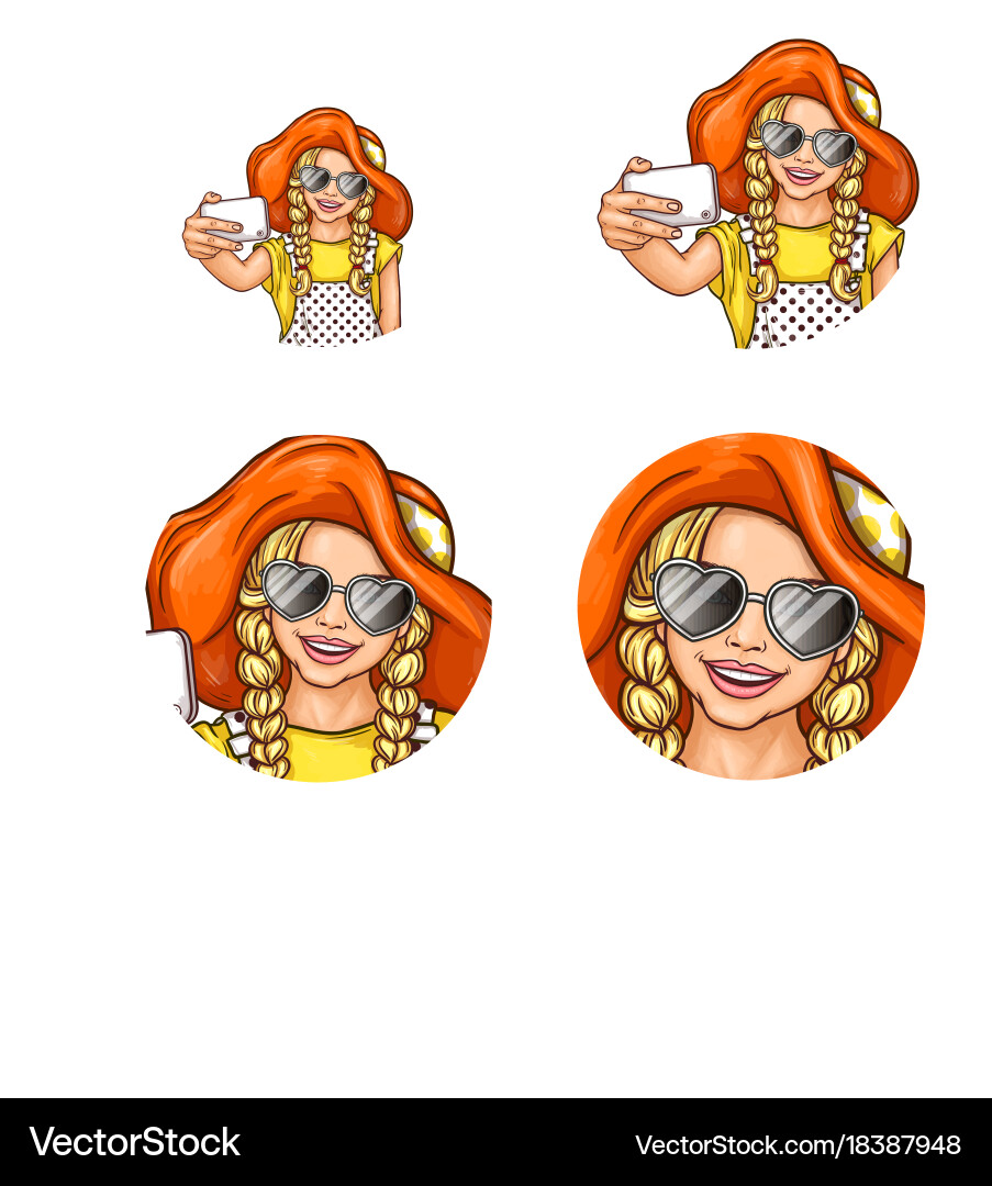 Set of pop art round avatar icons for users vector image
