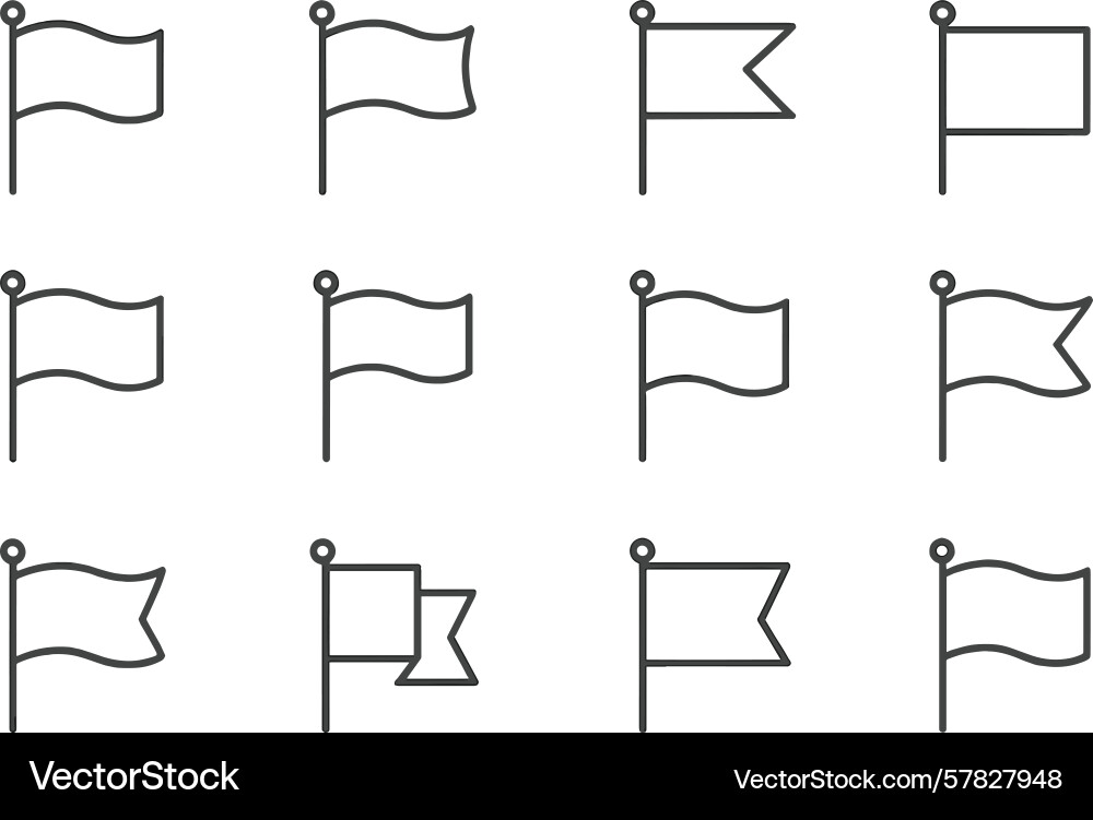 Simple flag icons in various shapes and designs Vector Image
