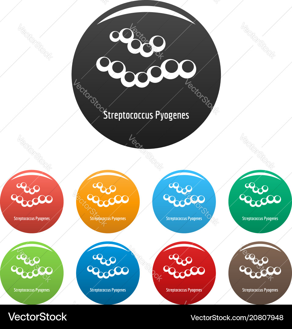 Streptococcus pyogenes icons set color Vector Image