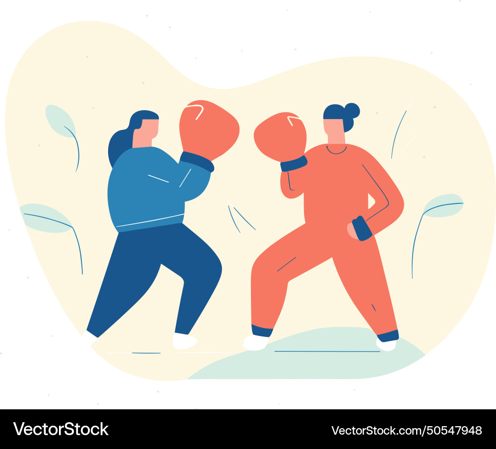 Two cartoon boxers exercising in a gym one Vector Image