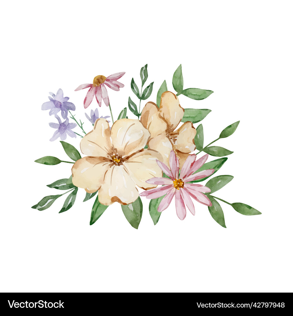 Watercolor bouquet of garden flowers Vector Image