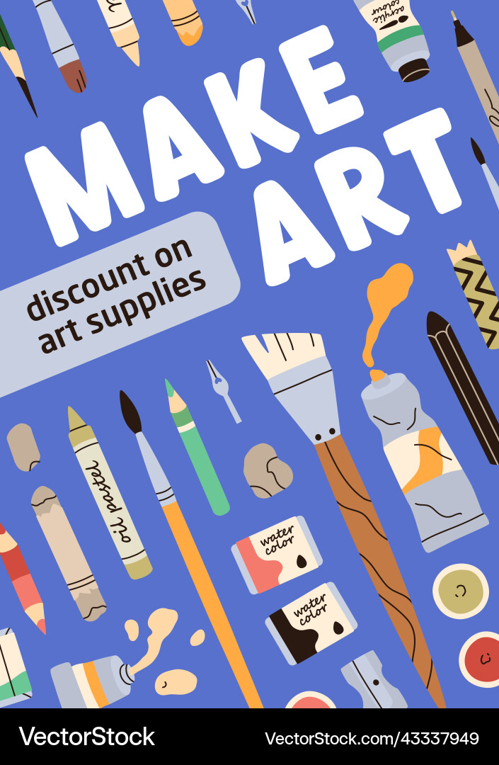 Ad poster design for art supplies store Ad poster design for art supplies store vector image