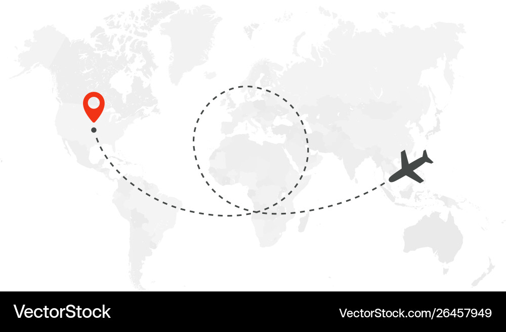 Airplane trip air plane flight route with start Airplane trip air plane flight route with start vector image
