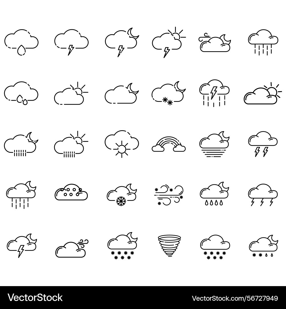 Clouds icons set of in different form vector image