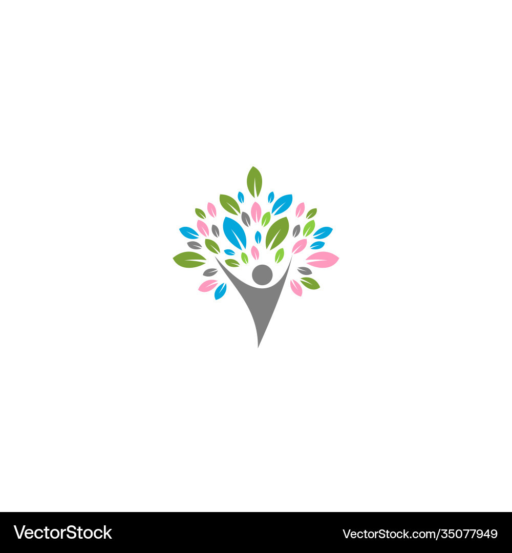 Kreative Menschen Leben Baum Logo Design Vorlage Kreative Menschen Leben Baum Logo Design Vorlage vektorbild