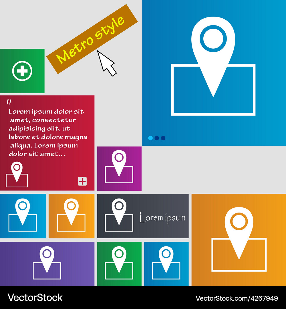 Map pointer icon sign metro style buttons modern Vector Image