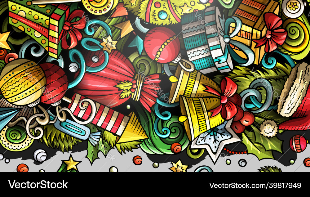New year hand drawn doodle banner cartoon New year hand drawn doodle banner cartoon vector image