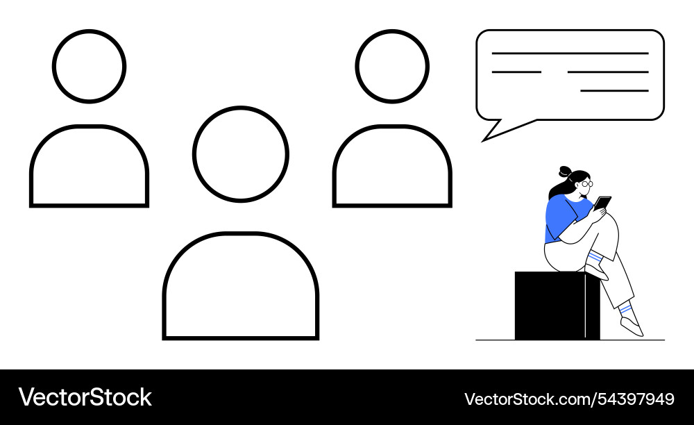 Person using tablet while communicating Person using tablet while communicating vector image