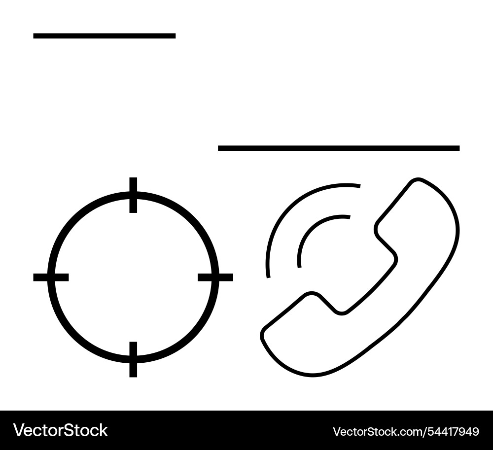 Phone call connection and target icons with lines Phone call connection and target icons with lines vector image