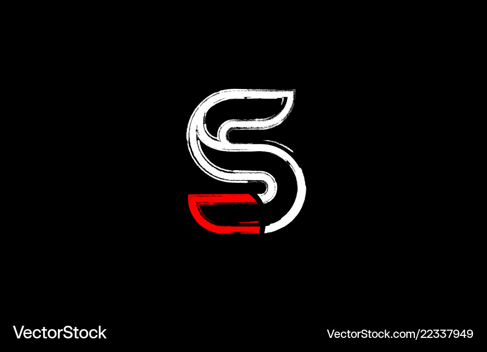Red Grunge White Letter S Logo Vector Image