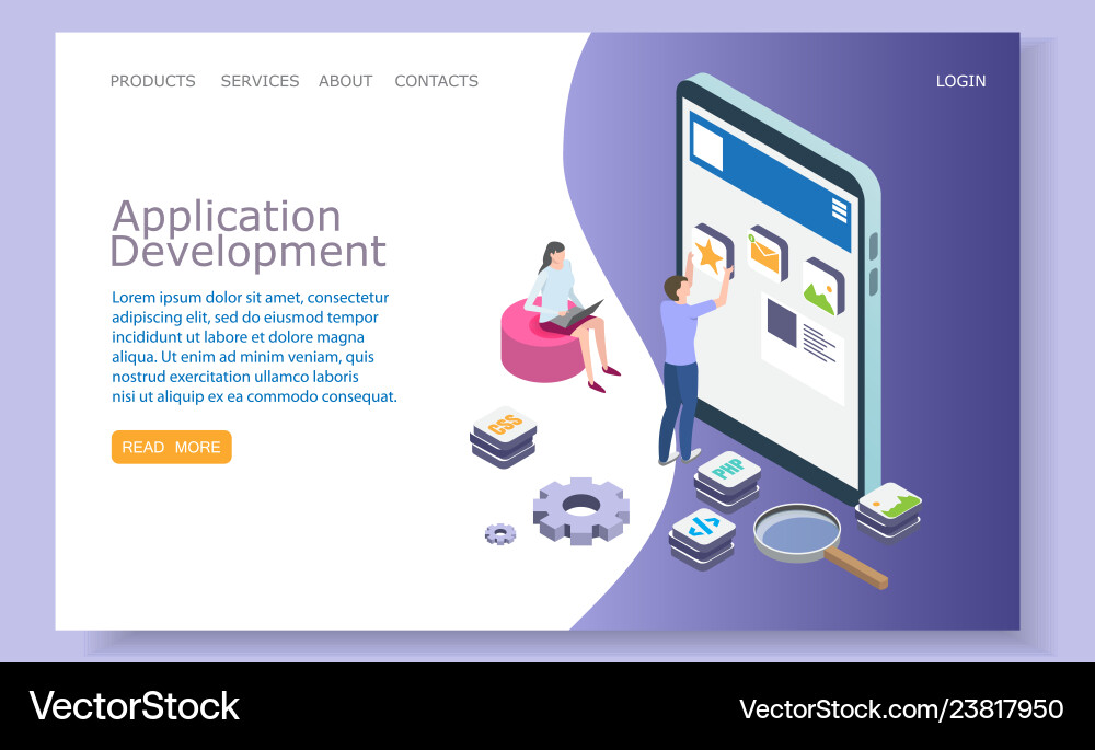 Application development website landing Application development website landing vector image
