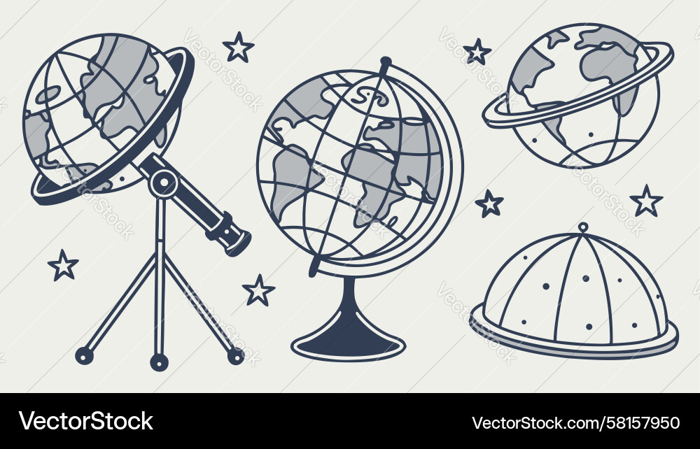 Astronomy & Space Objects Vector Image