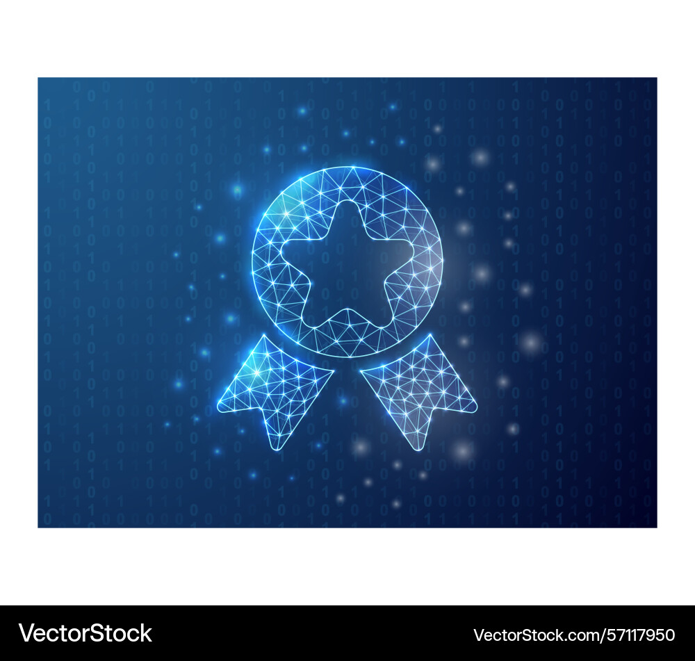 Award polygonal symbol with binary code background Vector Image