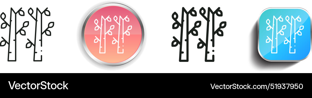 Birch icon thin linear regular and button style vector image