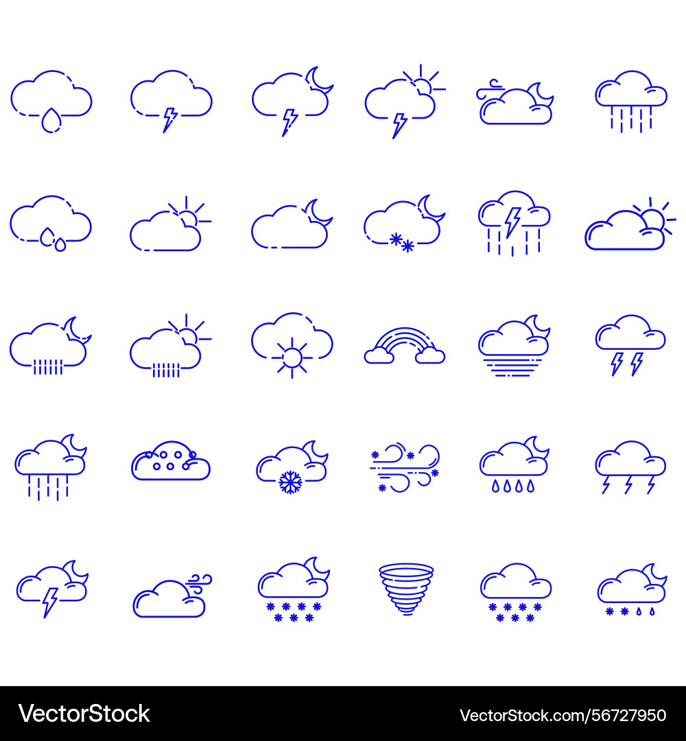 Clouds icons set of in different form Clouds icons set of in different form Vector Image