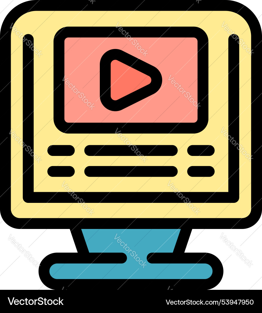 Computer displaying video streaming platform Vector Image