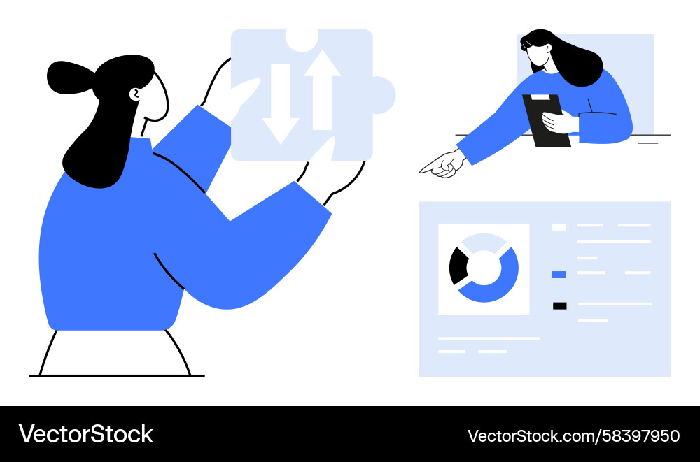 Data Analysis & Teamwork Concepts Vector Image