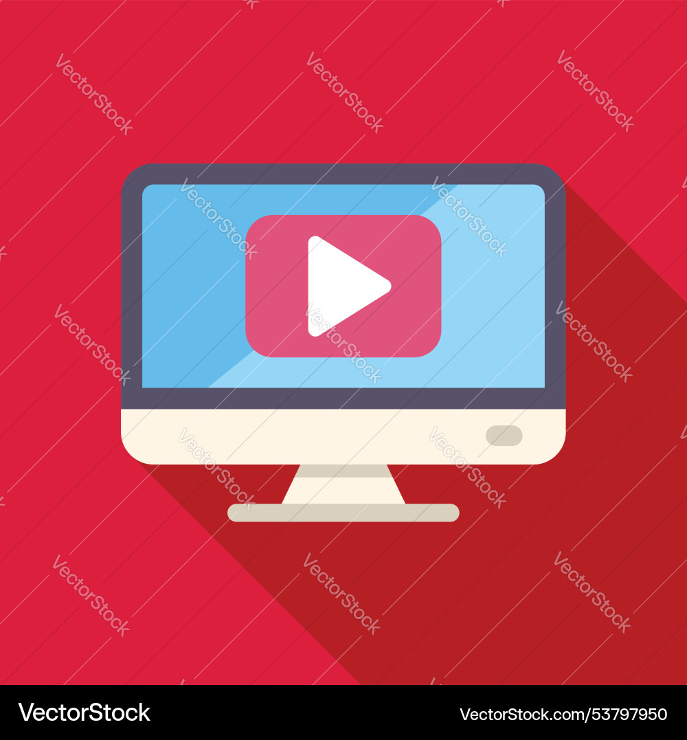 Desktop computer displaying video streaming Desktop computer displaying video streaming vector image