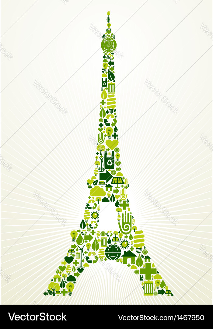 Eiffel Tower Green Concept Vector Image