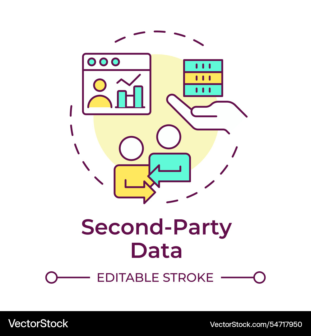 Second party data multi color concept icon Vector Image